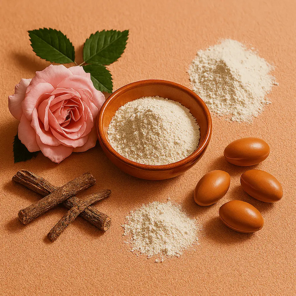   Un tourbillon de poudres entoure Sirrï. Le masque est né de ce mélange ancestral : la rose de Damas, l’argile blanche, la racine de réglisse et le calme. À l’intérieur du pot, un soin qui apaise et illumine.