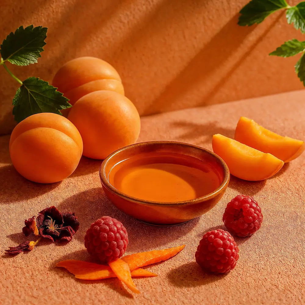 Ingrédients bruts – huile de noyaux d’abricot , framboise et argan