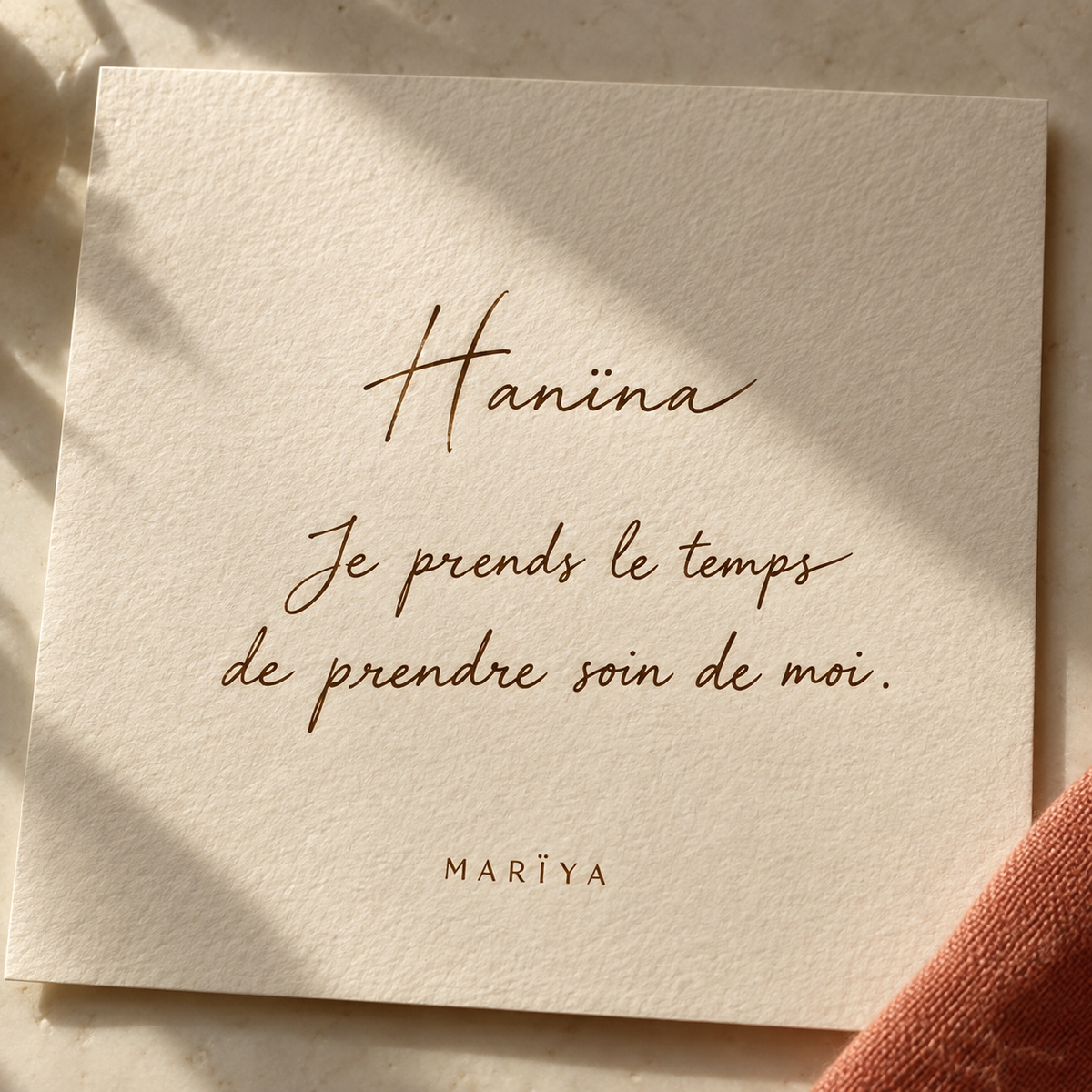 Une note HANÏNA : Je prends le temps de prendre soin de moi.